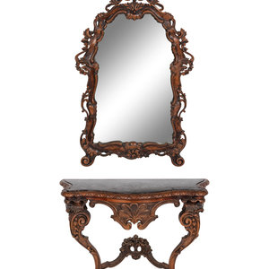 An Italian Baroque Style Console Table and Mirror 20th Century
