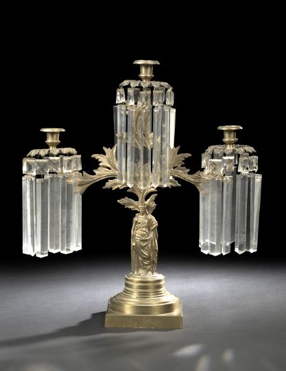 Good Anglo American Gilt Brass Athena Three Light Girandole third