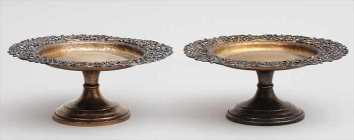 PAIR OF AMERICAN SILVER STEMMED SWEETMEAT STANDS Marked Sterling each
