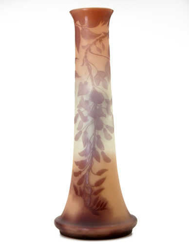 EMILE GALLE Monumental cameo glass vase with wisteria pattern in