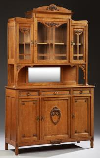 French Henri II Style Carved Oak Buffet a Deux Cor