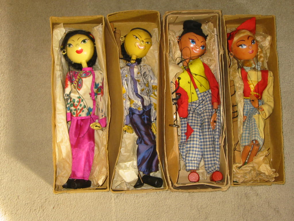 Four Pelham puppets SS Chinese Man buff box blue label