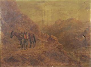 RASCHEN Henry Oil on Canvas Indian with Horse Signed lower