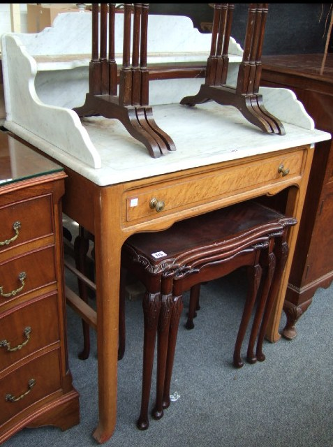 A late 19th century Continental wash stand the white marble