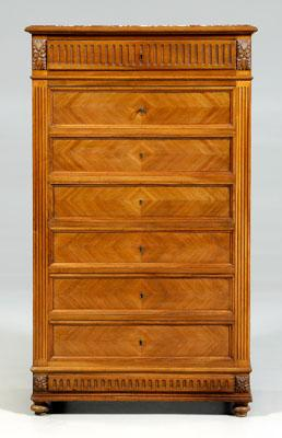Marble top secretaire a abattant rosso antico marble top carved