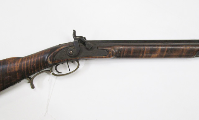 ANTIQUE PERCUSSION MUZZLE LOADING RIFLE approximately 36 caliber 34 octagonal