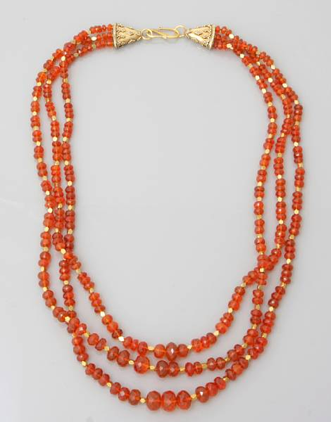 Natural History and Gemstones A three strand necklace consisting of