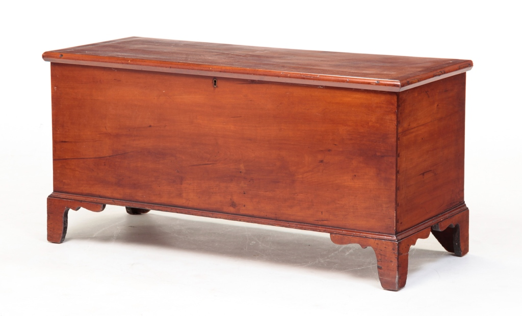 Circa 1800 cherry with pine secondary Lid with breadboard ends