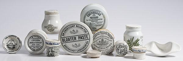 LOT OF ENGLISH PORCELAIN LIDDED FOOD OINTMENT AND OTHER ITEMS