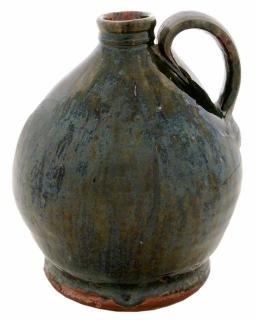 Rare Small New England Redware Jug Early 19th century copper