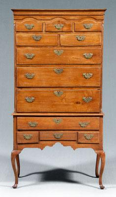 Pennsylvania Chippendale high chest walnut with poplar and chestnut secondary