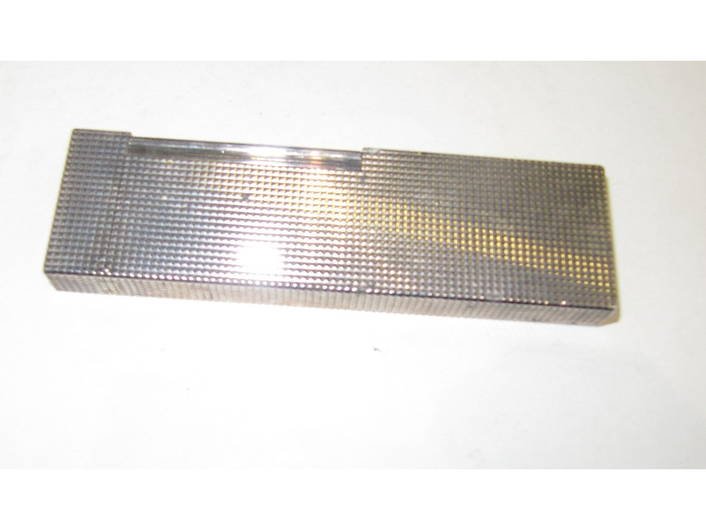 Cased silver metal table lighter by Dupont
