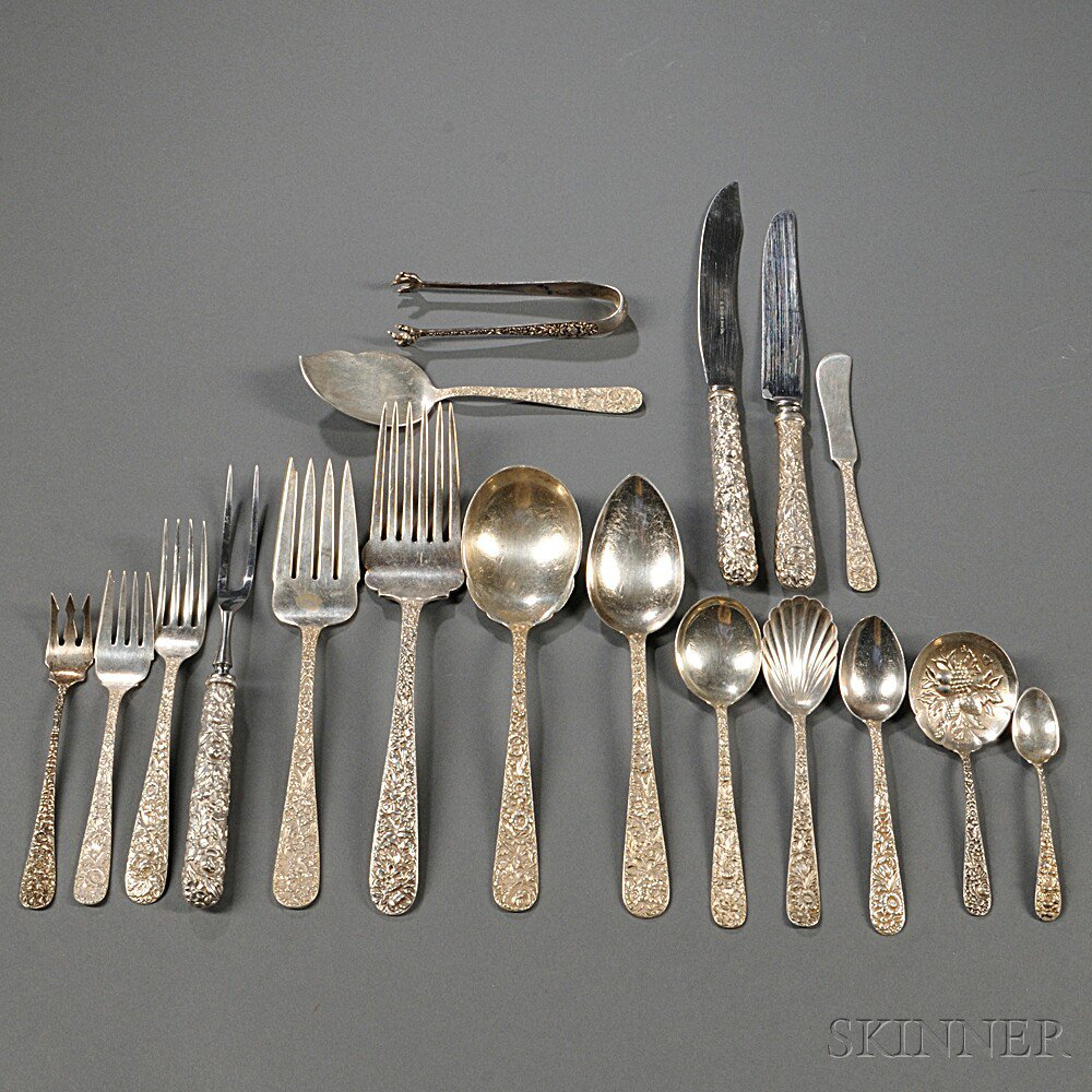 Assembled Kirk Son Repousse Pattern Sterling Silver Flatware Service Baltimore