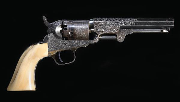 A fine Gustave Young engraved and presentation inscribed Colt Model