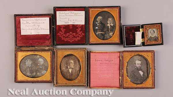 Cased Images including three daguerreotype sixth plate portraits Mr and