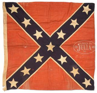 19TH CENTURY 5 FOOT SQUARE CONFEDERATE BATTLE FLAG MARKED ON