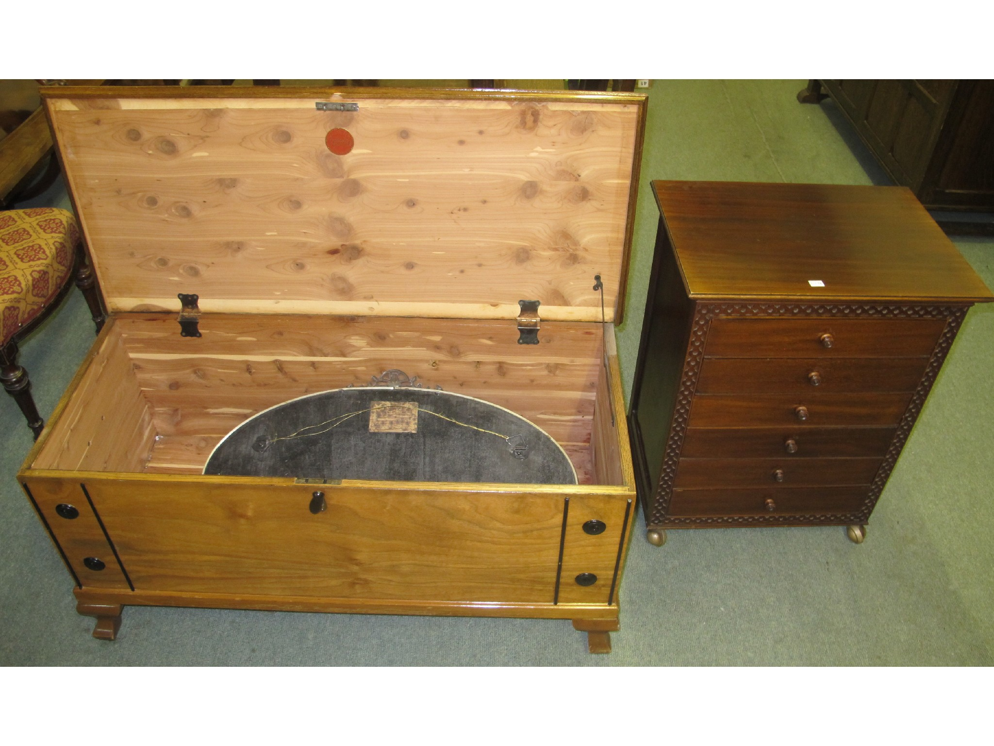 Cedar blanket chest wall mirror and music cabinet 3