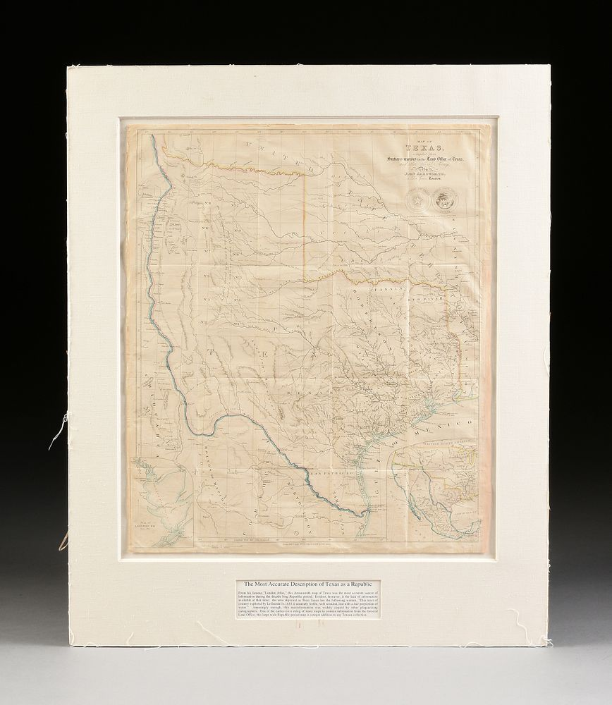 AN ANTIQUE REPUBLIC OF TEXAS MAP Map of Texas JOHN