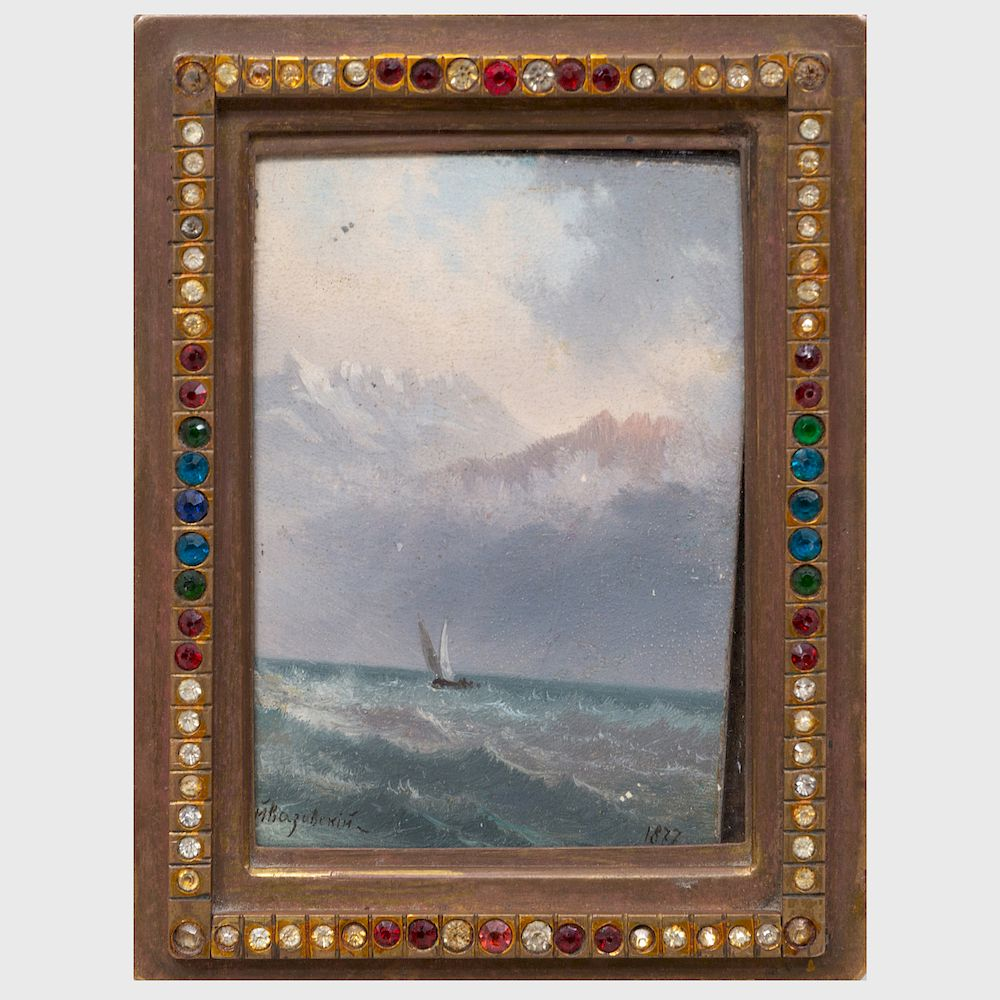 Russian School Voilier Solitaire Oil on board 1877 indistinctly signed