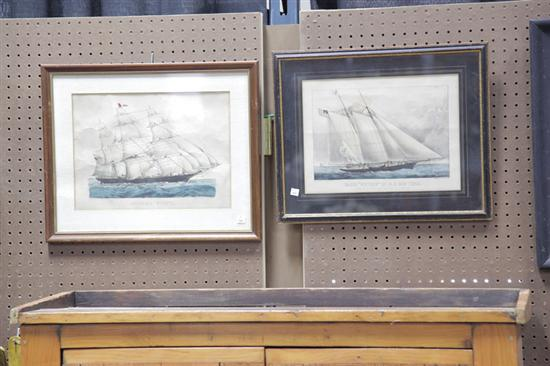 TWO CURRIER AND IVES PRINTS Both medium folios of masted