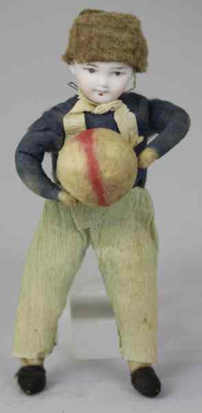 BISQUE HEAD BOY COTTON ORNAMENT Germany bisque head boy w