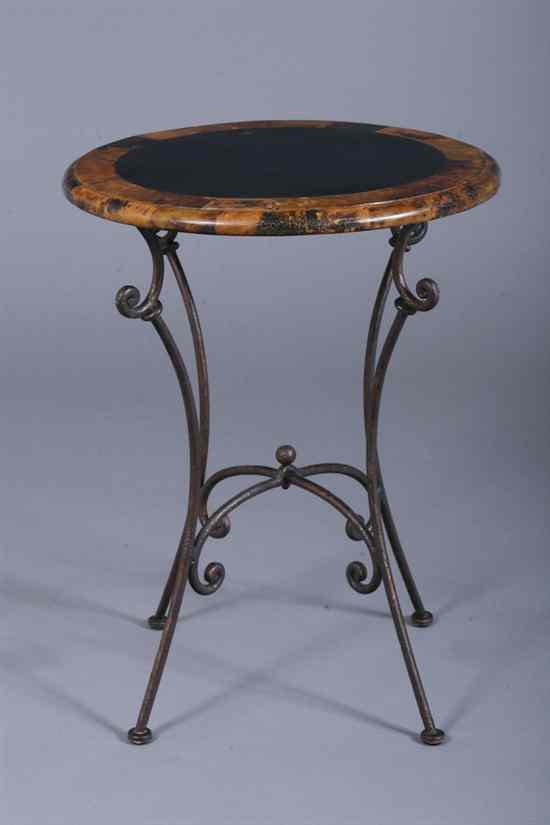 CONTEMPORARY CAST METAL MARBLE TOP SIDE TABLE Round marble top