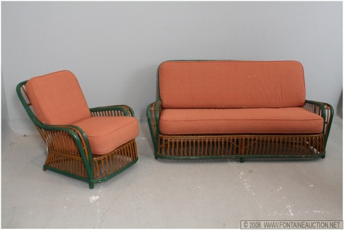 HEYWARD WAKEFIELD SPLIT REED SOFA CHAIR Listed dimensions apply to