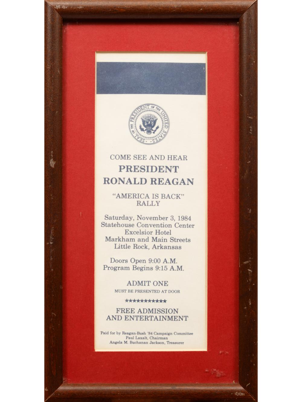 Nixon and Reagan Reception Tickets incl President Ronald Reagan America