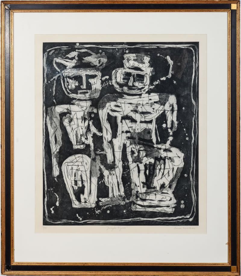 LOUISE NEVELSON 1899 1988 JUNGLE FIGURES Aquatint in black on