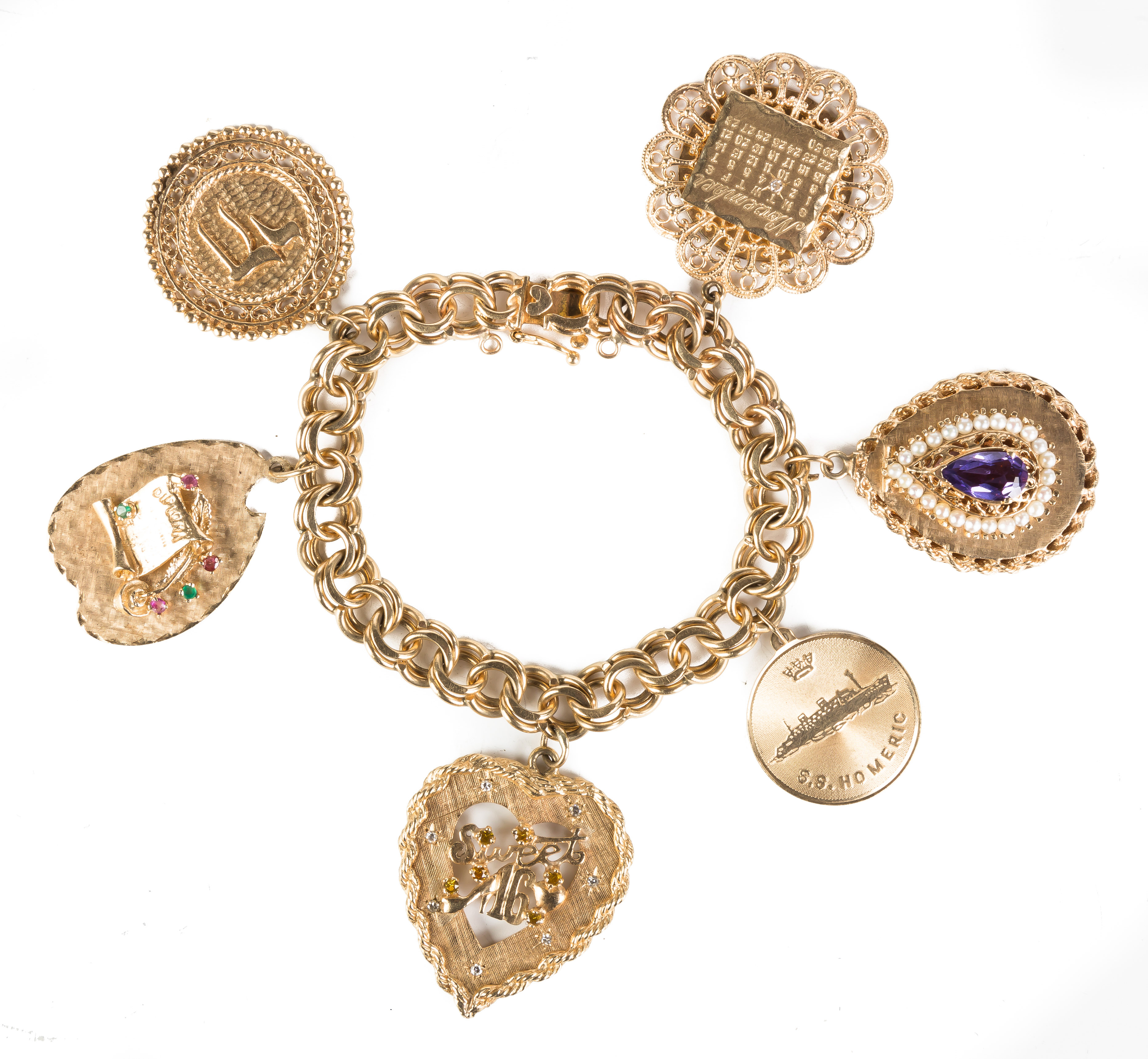 Vintage 14K Gold Charm Bracelet 59 6 dwt