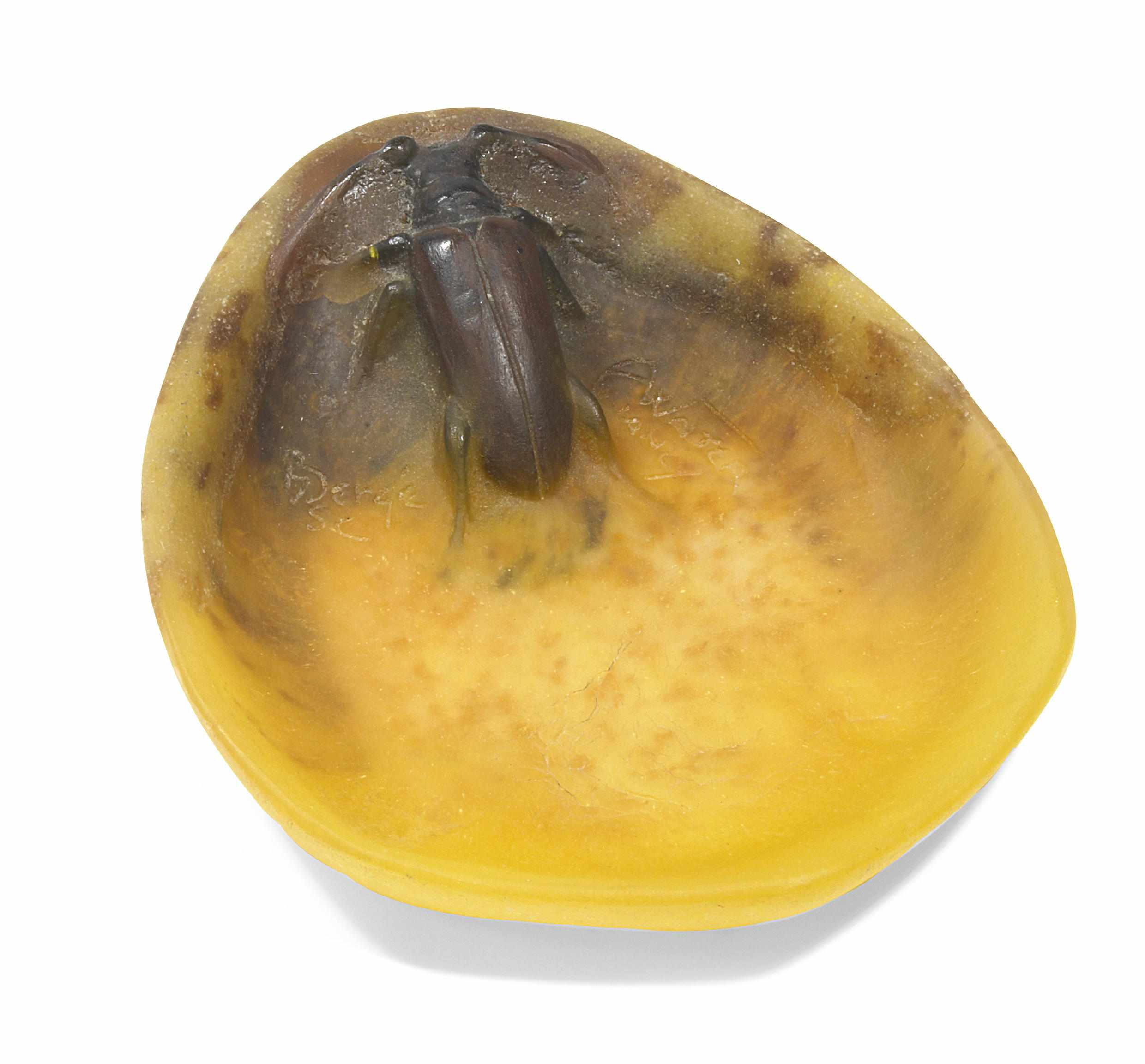 An Almeric Walter pte de verre scarab dish designed by