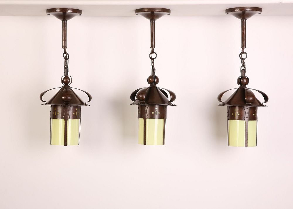 Michael Adams Three Copper Pendant Lanterns Michael Adams Three Copper