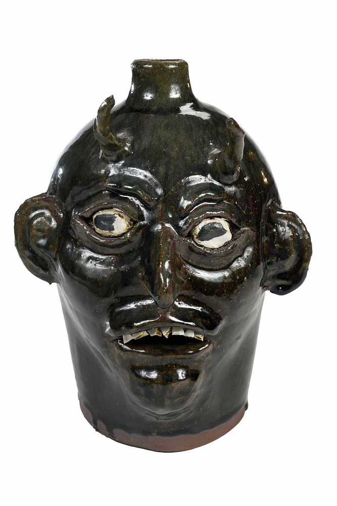 Chester Hewell Devil Jug Gillsville Georgia b 1950 unusual glaze
