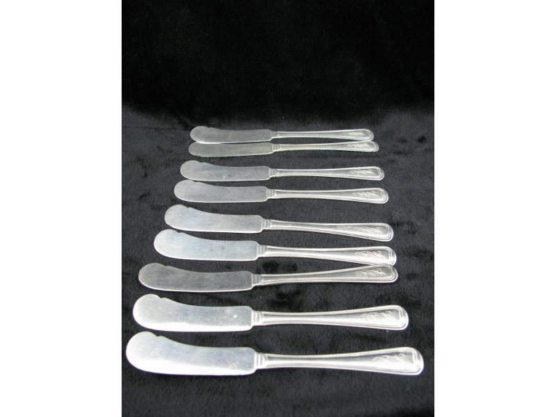 Set of Nine Gorham Sterling Butter Spreaders retailed by Bailey