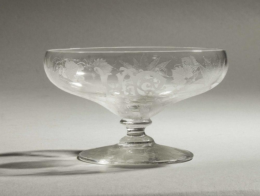 Locke Art Glass Footed Compote in Pineapple Grape Pattern Locke