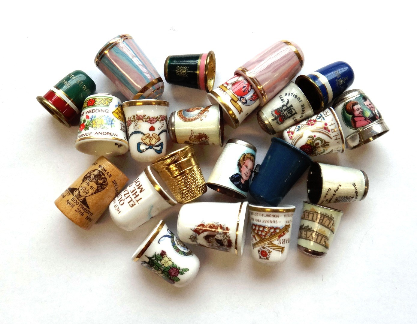 Six modern silver and enamel Royal Commemorative thimbles a Felix