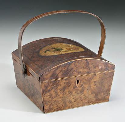 19th century inlaid sewing box domed top with central oval