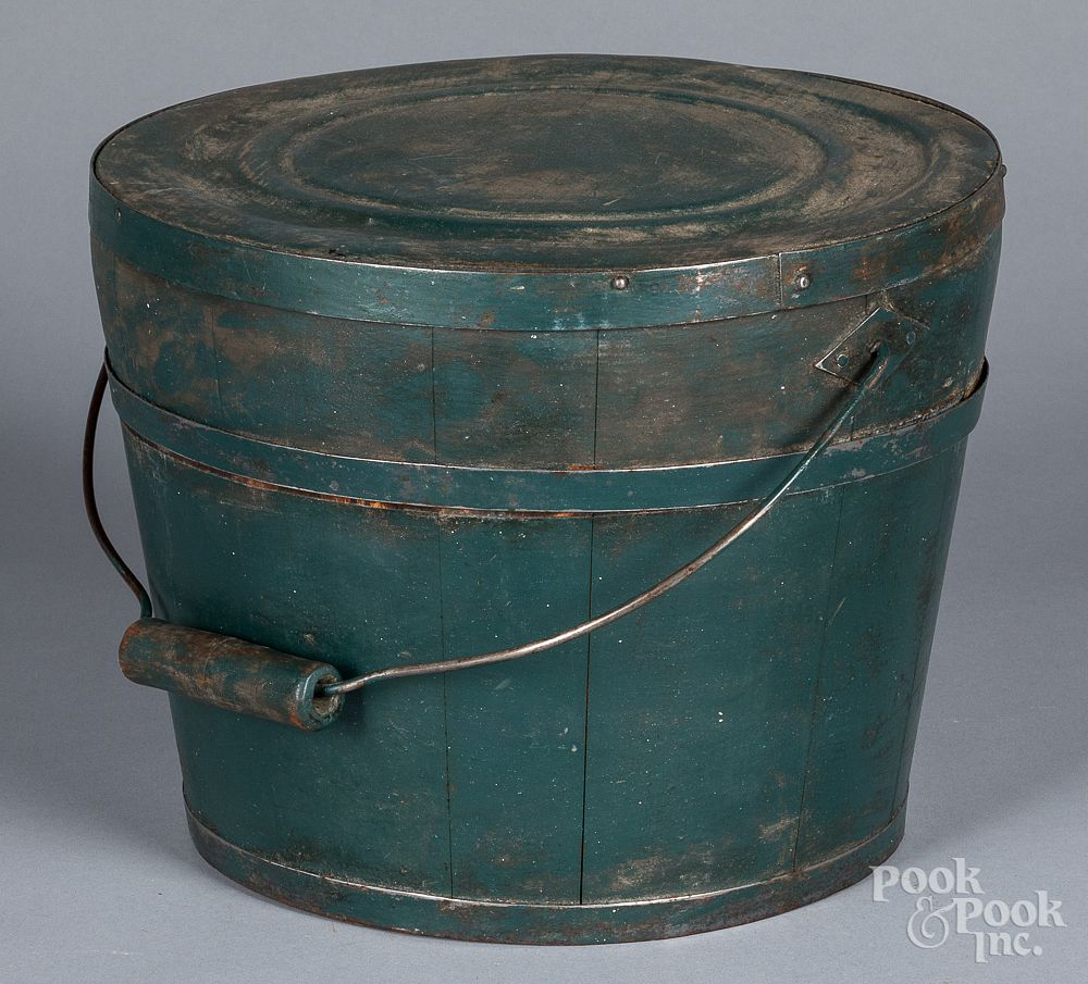 Green painted firkin Green painted firkin stamped R Warner Co