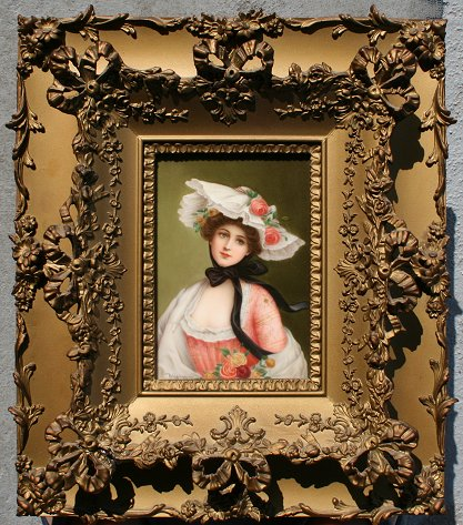 PERIOD HUTSCHENREUTHER PAINTED PORCELAIN PLAQUE SIGNED WAGNER 7 1 2