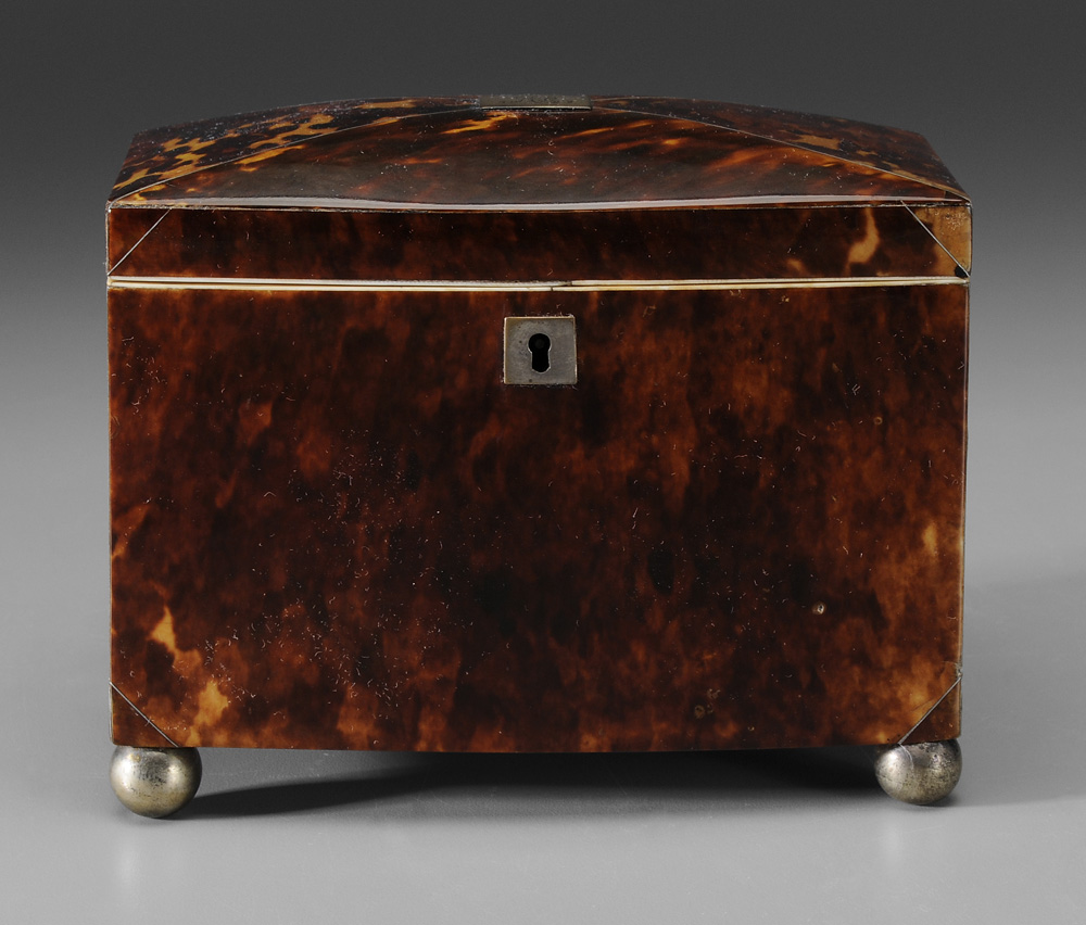 Tortoise Tea Box probably British 19th century slightly convex top