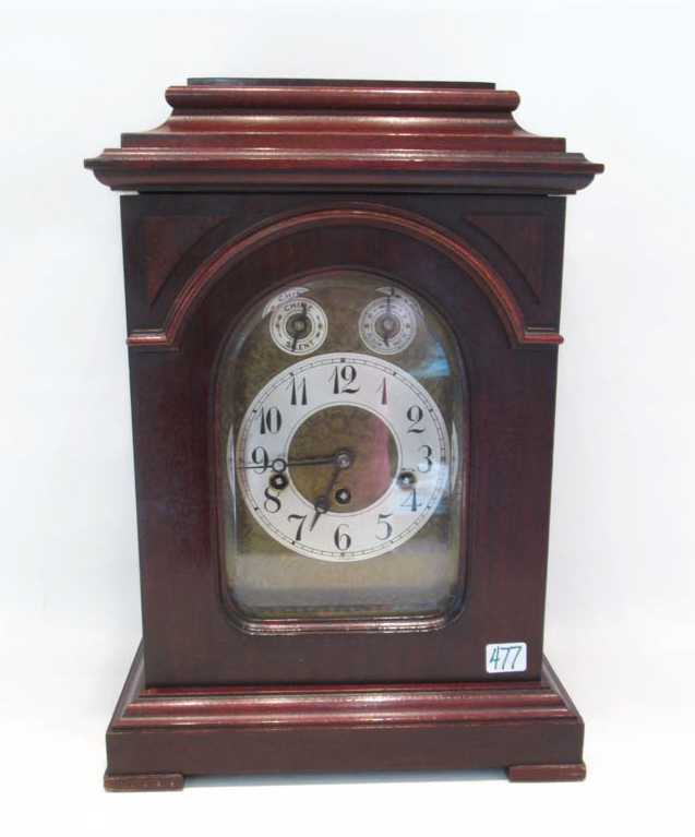 GERMAN MAHOGANY CASE BRACKET CLOCK Gebr Junghans Uhrenfabrik Black Forest