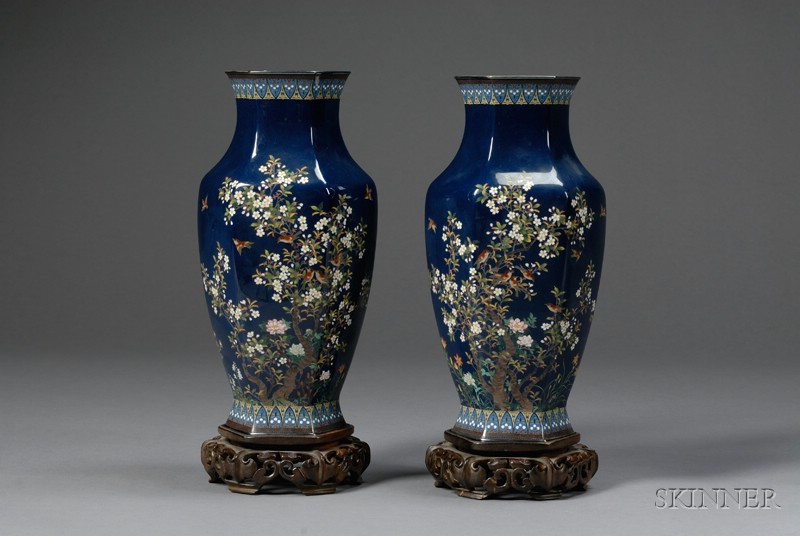 Pair of Cloisonne Vases Japan late 19th early 20th century