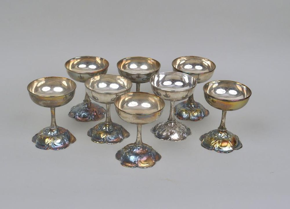 Set Eight Sterling Silver Champagnes by Mauser Manufacturing Co with