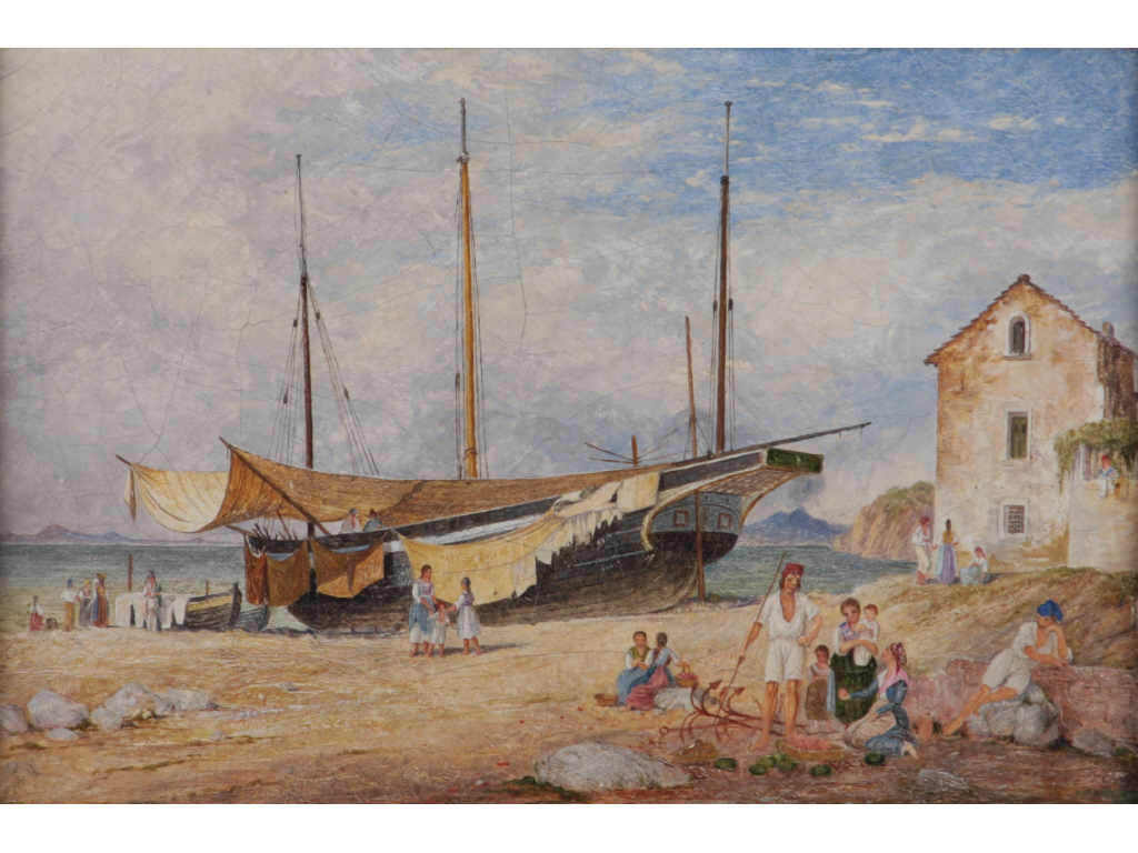 Edward William Cooke 1811 1880 The Beach oil on board