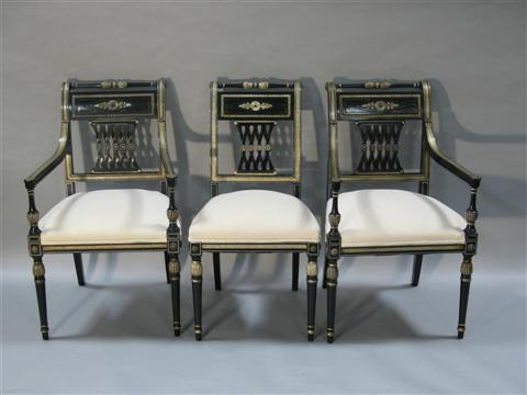 THREE SMITH WATSON REGENCY STYLE CHAIRS 20th century two arm