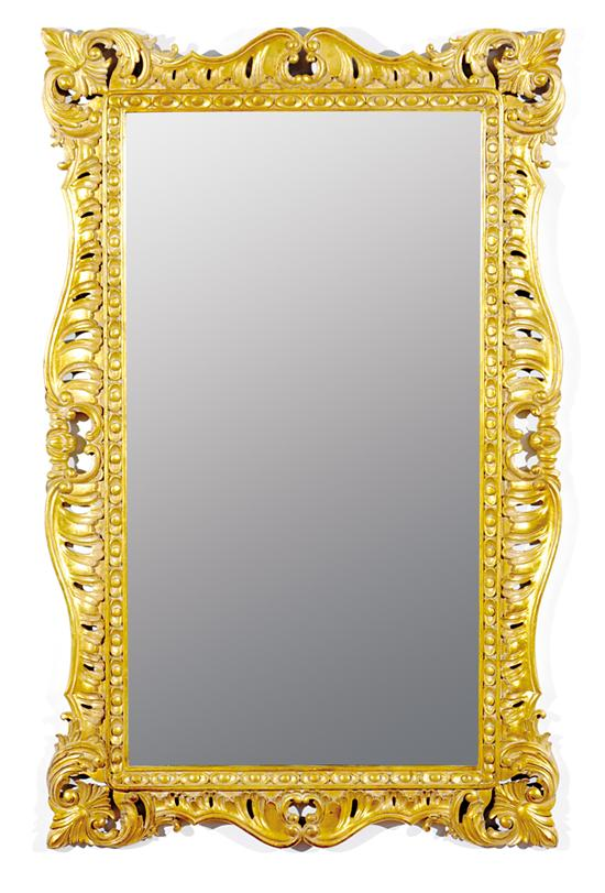 Rococo style giltwood mirror symmetrical rococo style pierce carved frame