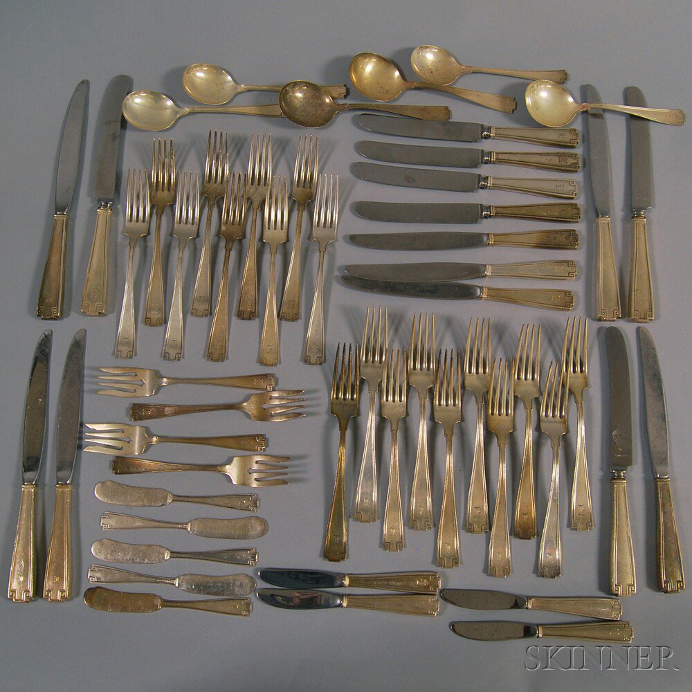 Gorham Etruscan Sterling Silver Partial Flatware Service comprised of five