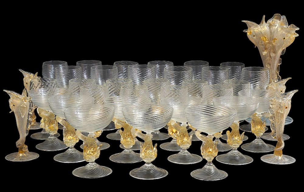 36 Pc Venetian Art Glass Set 36 pieces vintage Venetian