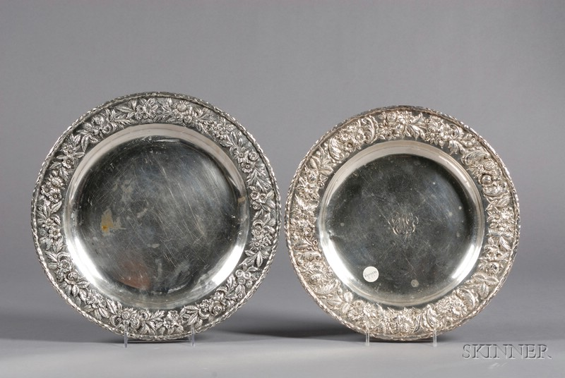 Two S Kirk Son Co Sterling Serving Platters c 1903