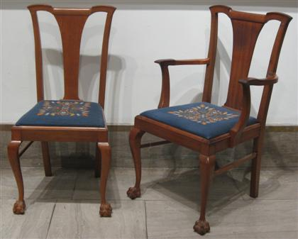 Set of eight George II style mahogany dining chairs 20th